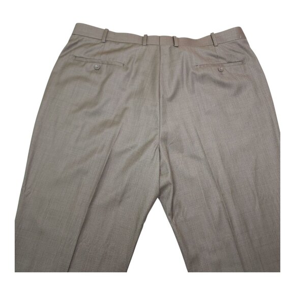 Caravelli Mens Tan Dress Pants 48R Not Hemmed Flat Front Designed In Italy - Picture 8 of 15
